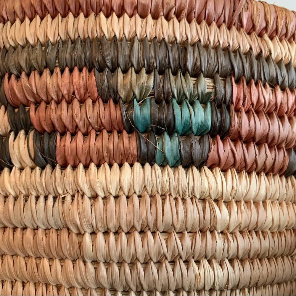 Vintage African Hausa Coiled Woven Grass Basket Bowl 11.5”